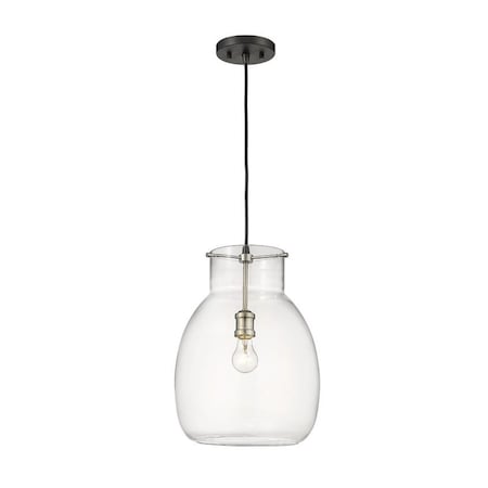 Z-Lite Bella 1 Light Pendant, Matte Black & Clear 476P-MB-BN